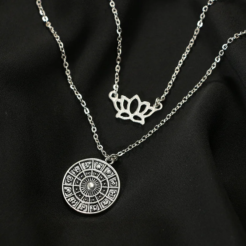 Новая мода мульти Слои Цепочки и ожерелья Рог Полумесяца ожерелье солнце