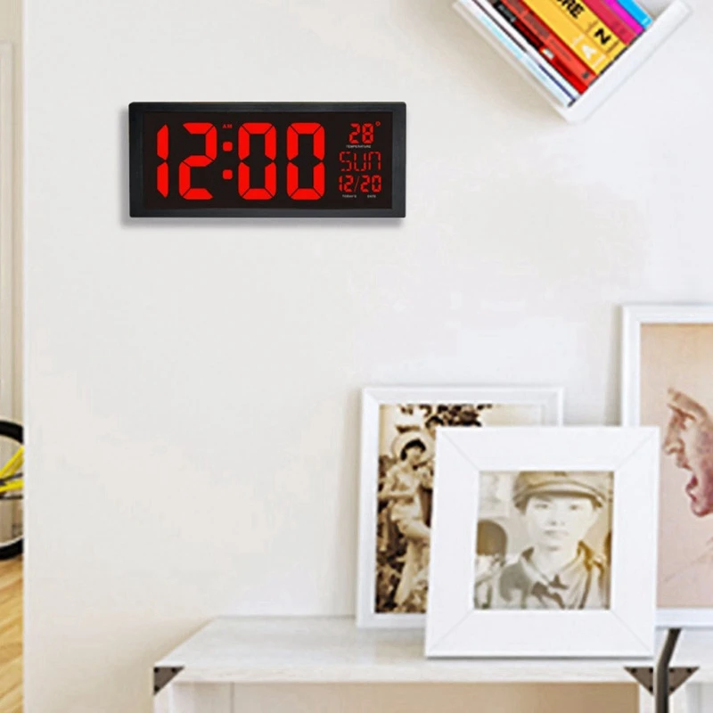 HOT Large Screen Big Electronic Wall Clock Desktop Led Digital Calendar Thermometer Daylight Saving For Kitchen Mu | Дом и сад