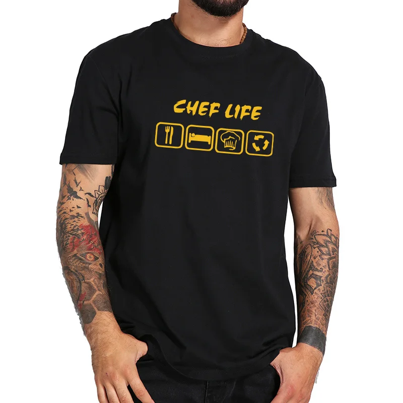 Мужская Повседневная футболка Chef Life из 100% хлопка с повязкой на кухню|Мужские