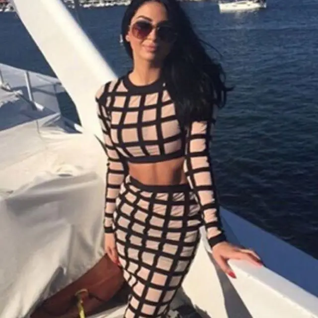 Новинка высокое качество комплект из 2 предметов клетчатое ажурное платье до