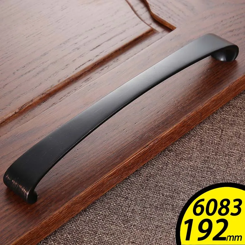 6083-192 Black Red AOBT американский стиль черные матовые ручки для шкафа изогнутый алюминиевый сплав кухонный шкаф тянет ящик оборудование для обработки мебели - Цвет: 6083-192 Black Red
