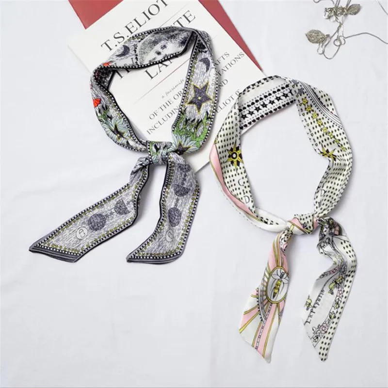 Новый дизайн 2019 шелковый шарф с цветочным принтом и звездами женские роскошные