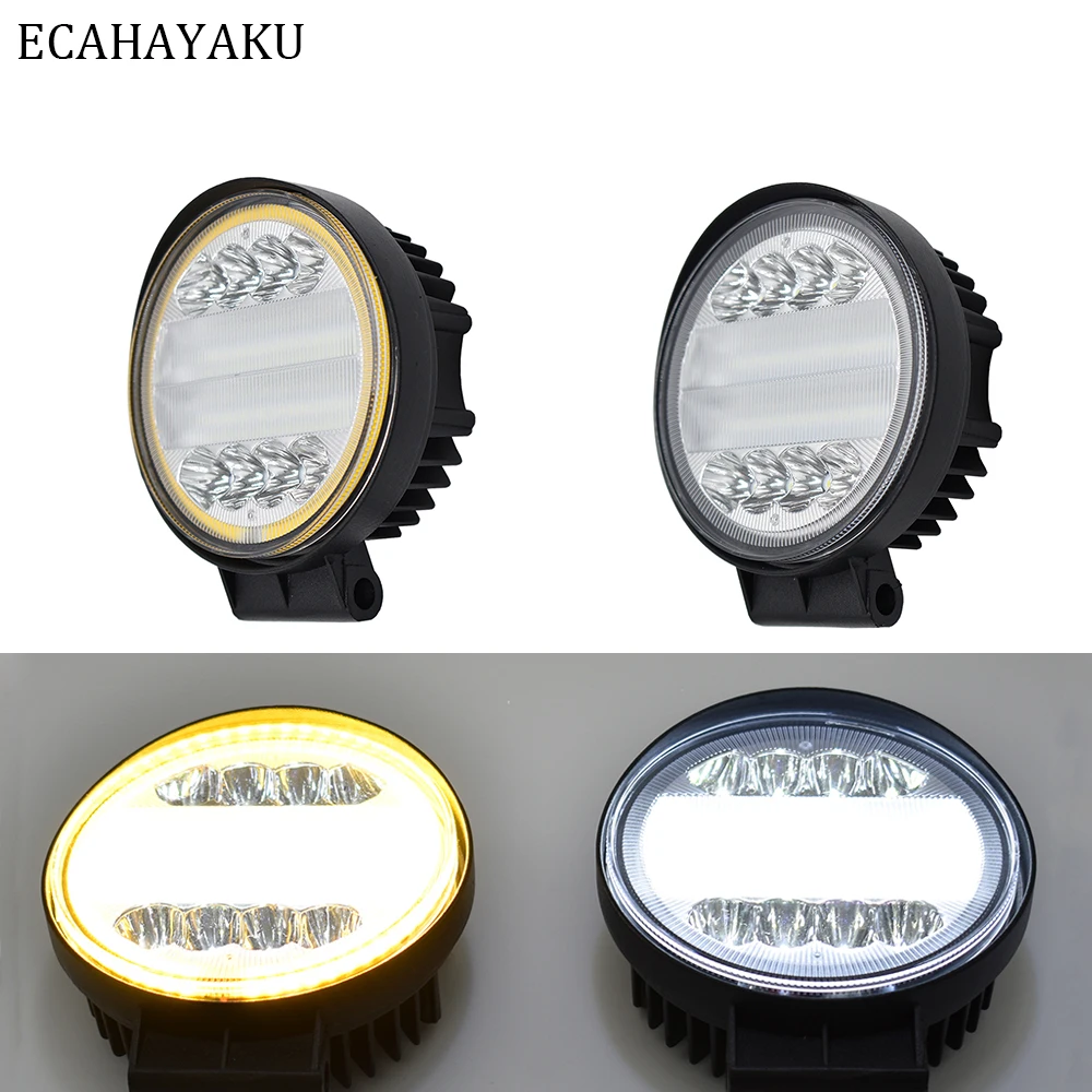

ECAHAYAKU 4 inch Round Car LED Work Light DRL Lamp 72W Driving Lighting Combo Beam for Off-road Boat Cars Motorcycle SUV 12V 24V
