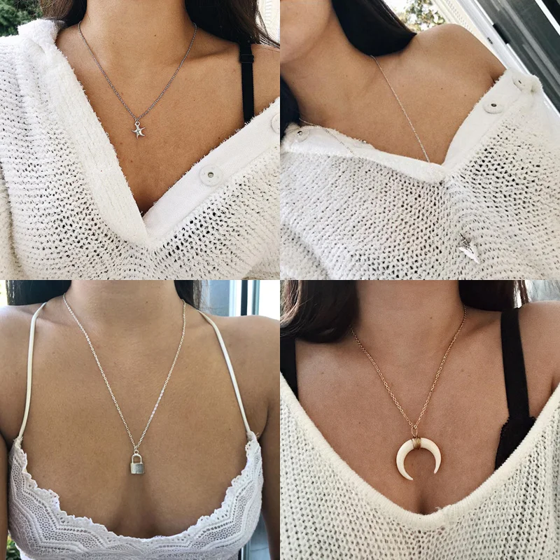 Цепочка Seblasy Женская многослойная с Лунными листьями ожерелья искусственным