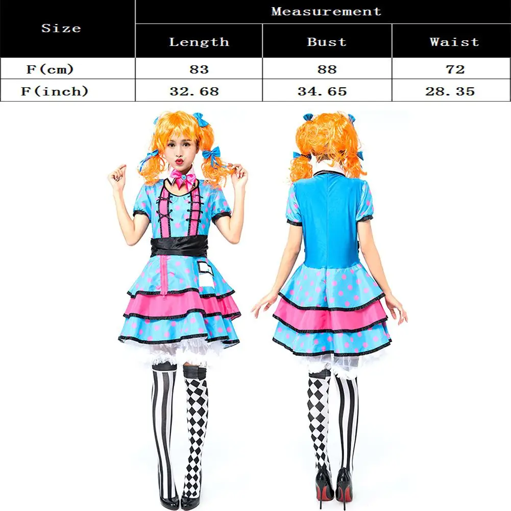 ZACOO Female Cosplay Dress Blue Points Costume Sweet Style for Stage Circus Performance Women For Beer Festival |