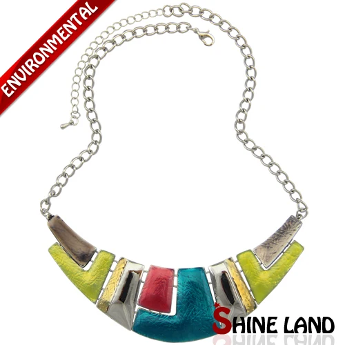 blue Shineland, модное ювелирное изделие,, женское ожерелье, этническое, серебряное, цветное, эмалированное, массивное, колье, ожерелье - Окраска металла: blue
