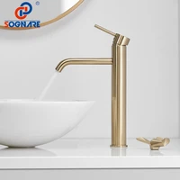 sognare basin faucet bathroom faucet mixers water tap luxury waterfall tap tall bathroom basin faucet in brushed gold mixer taps