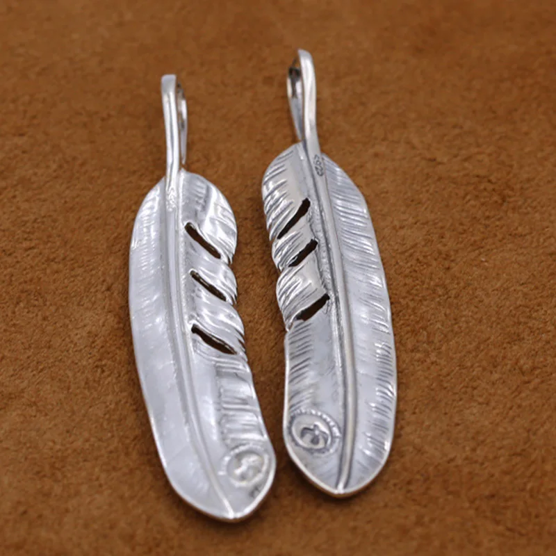 925 sterling silver Jewelry Thai Silver Work Korean version of men and women gaoqiao light feather pendant sweater chain | Украшения и