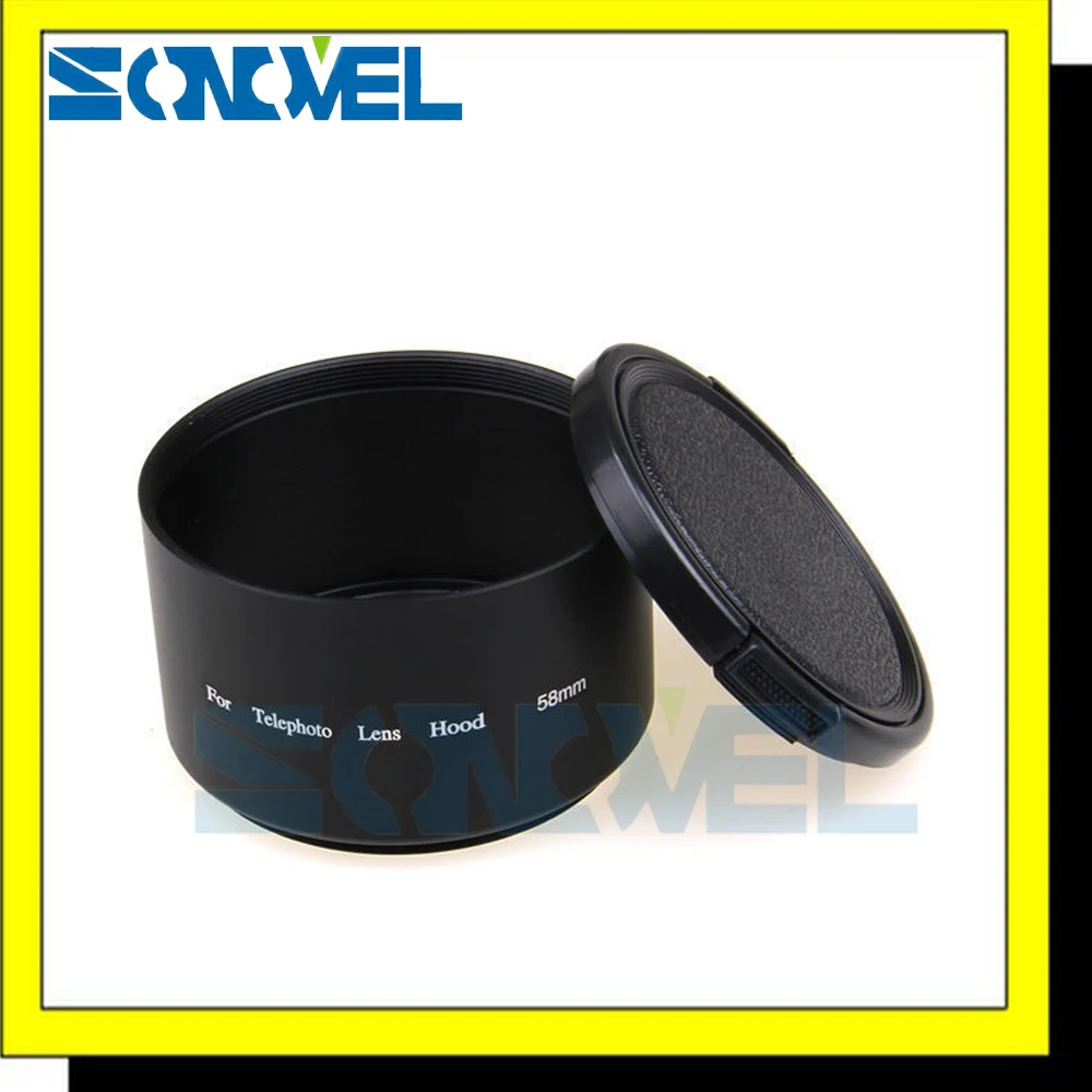 

58mm 58 mm Tele Metal Lens Hood+Lens cap For Canon 1300D 1200D 800D 760D 750D 650D 600D 550D 60D 77D 80D 100D With 18-55mm Lens