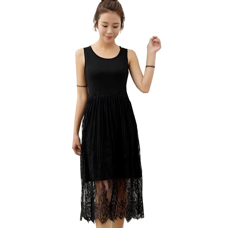 Летнее платье модное женское кружевное Сетчатое жилет из модала повседневное