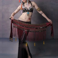 2020 us new belly dance hip scarf coin belt tribal costume fringe tassel belt copper belly dancing waist belt on sale