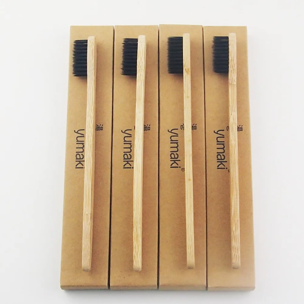 12 шт. черная бамбуковая зубная щетка деревянная новинка мягкая щетина капиллум