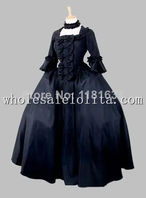 Готическое черное бальное платье в викторианском стиле 19-го века для сцены |