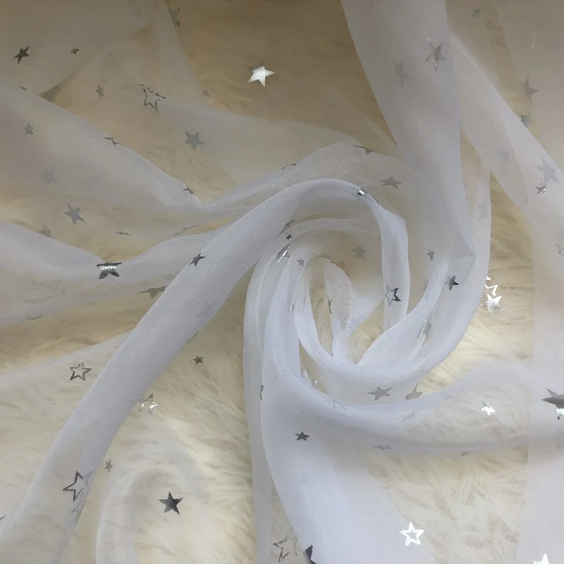white star tulle Современные оконные занавески со звездами для гостиной, качественные занавески для спальни, занавески для кухни s224& 30 - Цвет: white star tulle