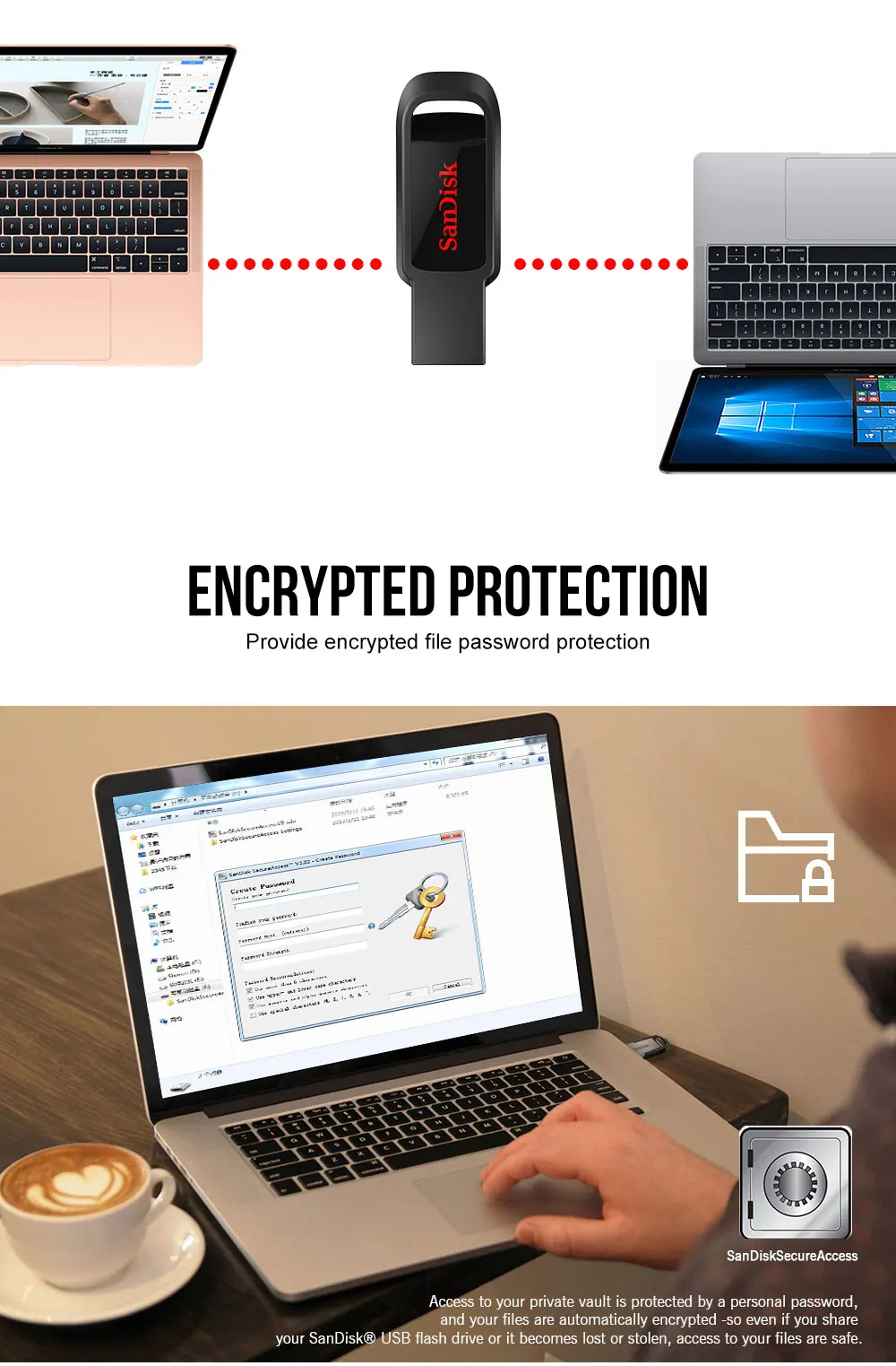 SanDisk CZ61 USB флеш-накопитель 64 ГБ 32 ГБ USB 2,0 металлический шифрованный флеш-накопитель 16 Гб карта памяти запоминающее устройство U диск