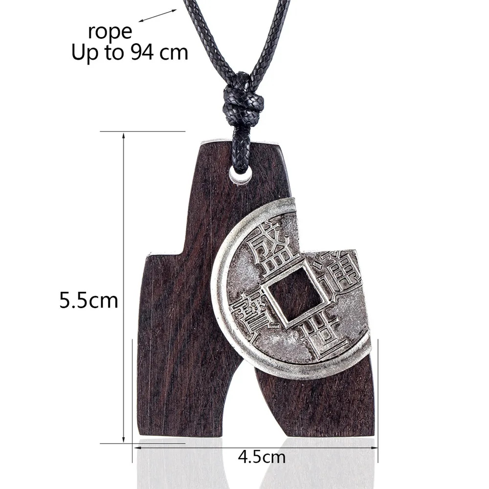 Древняя Монета черный сандаловое дерево Для женщин ювелирные изделия длинное