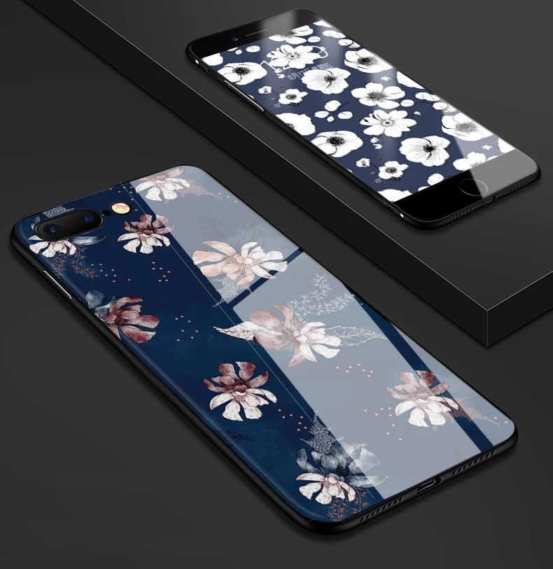 Стеклянный чехол IIOZO для iPhone X XS MAX XR 6 6S 7 8 Plus, чехол для телефона s из закаленного стекла с мраморным цветочным узором, чехол для iPhone XS Max