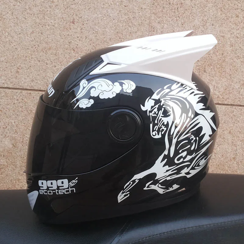 Мотоциклетный шлем MALUSHUN унисекс с открытым лицом винтажный белыми рожками |