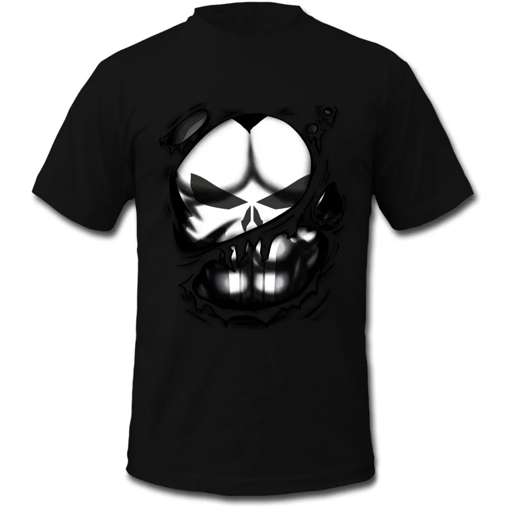 Дешевые Классический Каратель футболка О-Образным Вырезом Модные череп рубашки