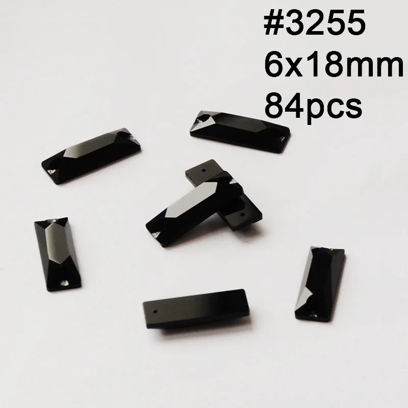 Baguette 6X18mm 84pc K9 кристалл зеркало стразы смешанной формы черный реактивный стекло плоская задняя Пришивные коготь стразы, diy аксессуары для одежды - Цвет: Baguette 6X18mm 84pc