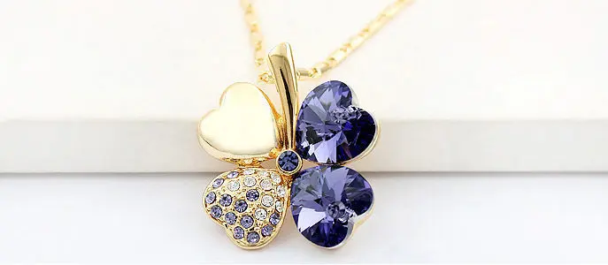 Четыре Листа Клевера Ожерелья Подвески Кристалл с Элементами swarovski 18 К Позолоченные Старинные Ювелирные Изделия Для Женщин 900