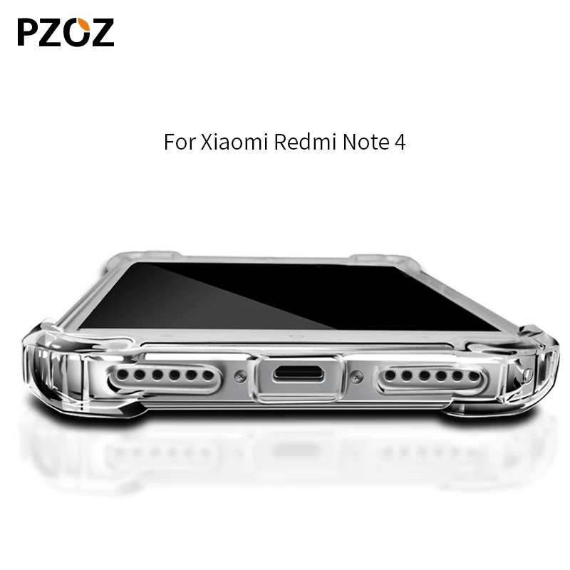 Чехол PZOZ для redmi note 4 силиконовый роскошный ударопрочный чехол xiaomi прозрачная