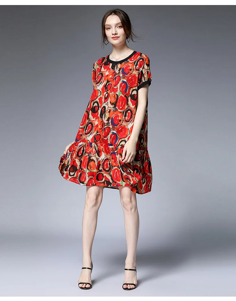Бесплатная доставка летнее шифоновое платье с принтом элегантное оборками милое