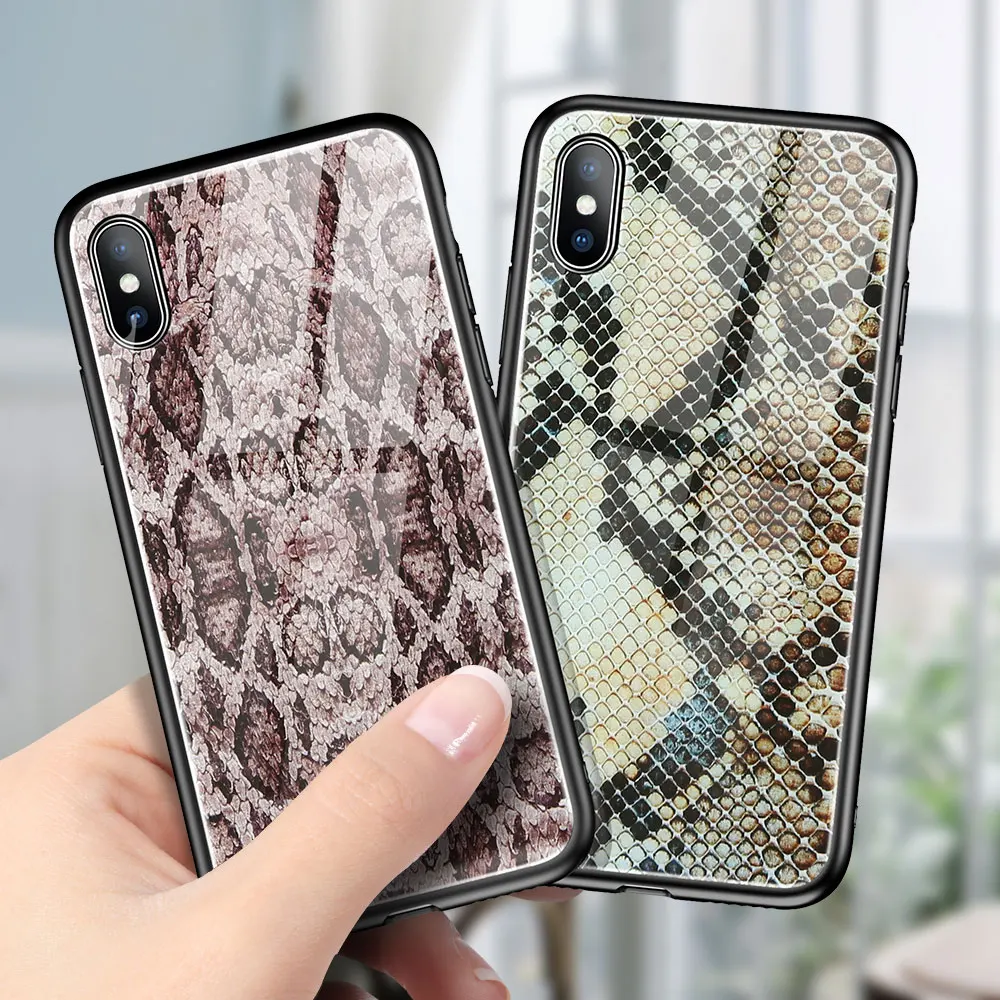 Чехол для телефона NORTHFIRE из змеиной кожи iPhone X XS Max XR 6 7 8 чехол закаленного стекла 6S