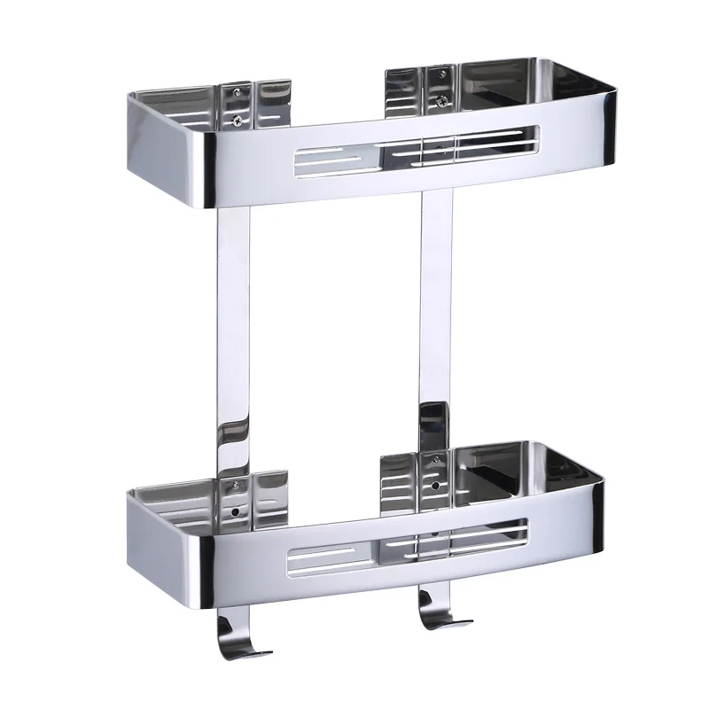 

Corner Shelf 304 Stainless Steel Bathroom Storage Organizer Rack Holder Wall Mount Silver Bathroom Shelf Shampoo Holder