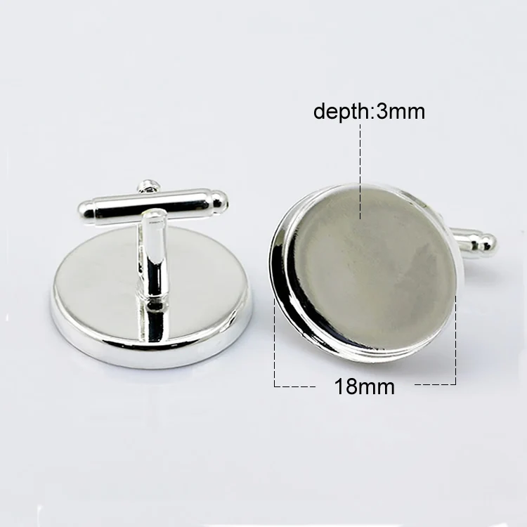 18mm silver plated Beadsnice ID4188 запонки для мужчин персонализированные запонки заготовки с круглым ободком настройка матч 16 мм кабошон - Окраска металла: 18mm silver plated