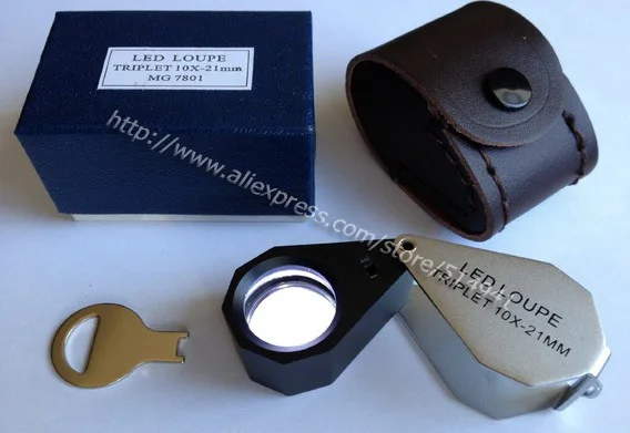 Бесплатная доставка ювелирные изделия светодиодный 10X увеличение триплетная