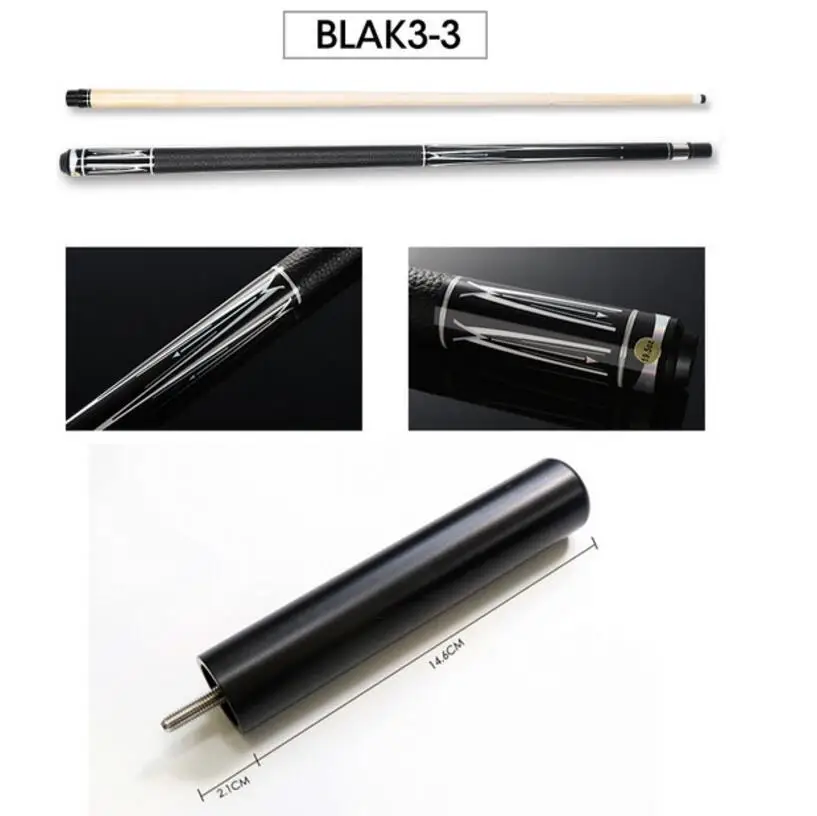 BLAK33 with Black PREOAIDR 3142 блак бильярдный кий для бассейна 13 мм 11,5 мм 9,5 мм наконечник с удлинителем черный/серебристый Профессиональный кий для пула бильярда кий - Цвет: BLAK33 with Black