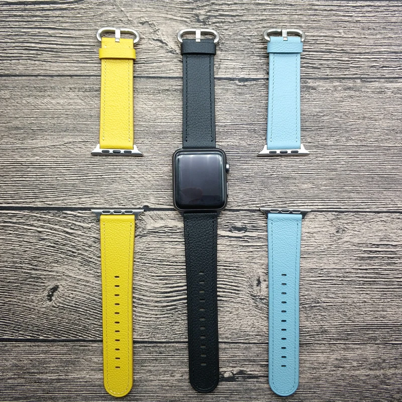 Ремешок для часов Apple Watch Series 4 Прекрасный цветной кожаный ремешок 1 2 3 38 42