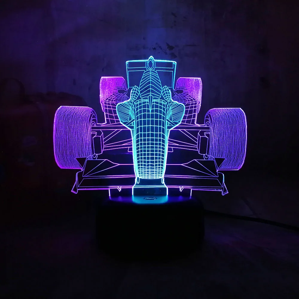 Новинка крутой 3D светодиодный ночной Светильник Formula Racing смешанные 7 цветов RGB бар