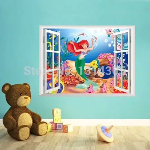 Виниловая наклейка на стену с изображением милой принцессы Ариэль|vinyl bikini|vinyl