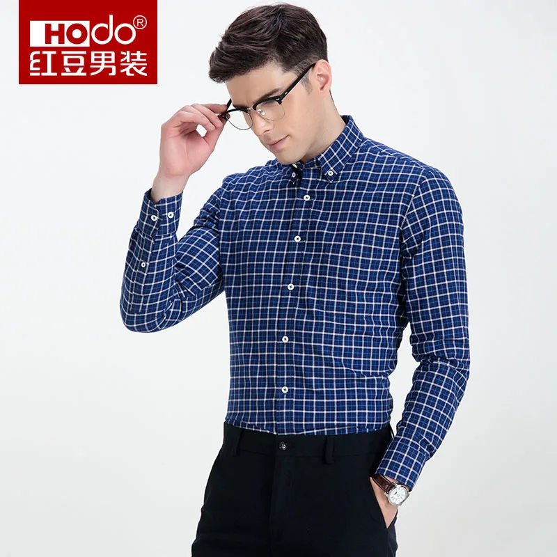 Hodo Camisas Slim Fit 2017 длинные Рубашки для мальчиков Для мужчин рукав рубашки Хлопок S