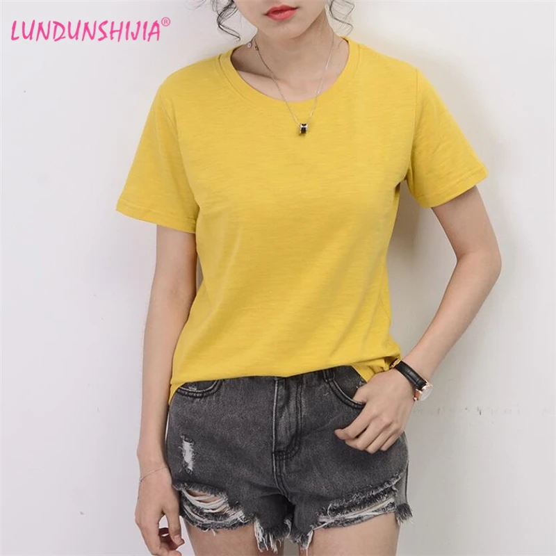 Футболка LUNDUNSHIJIA женская из бамбукового хлопка модная тенниска с коротким