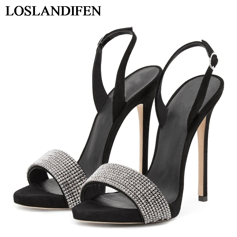 Стразы Birde свадебные сандалии женская обувь черные красные туфли на шпильке