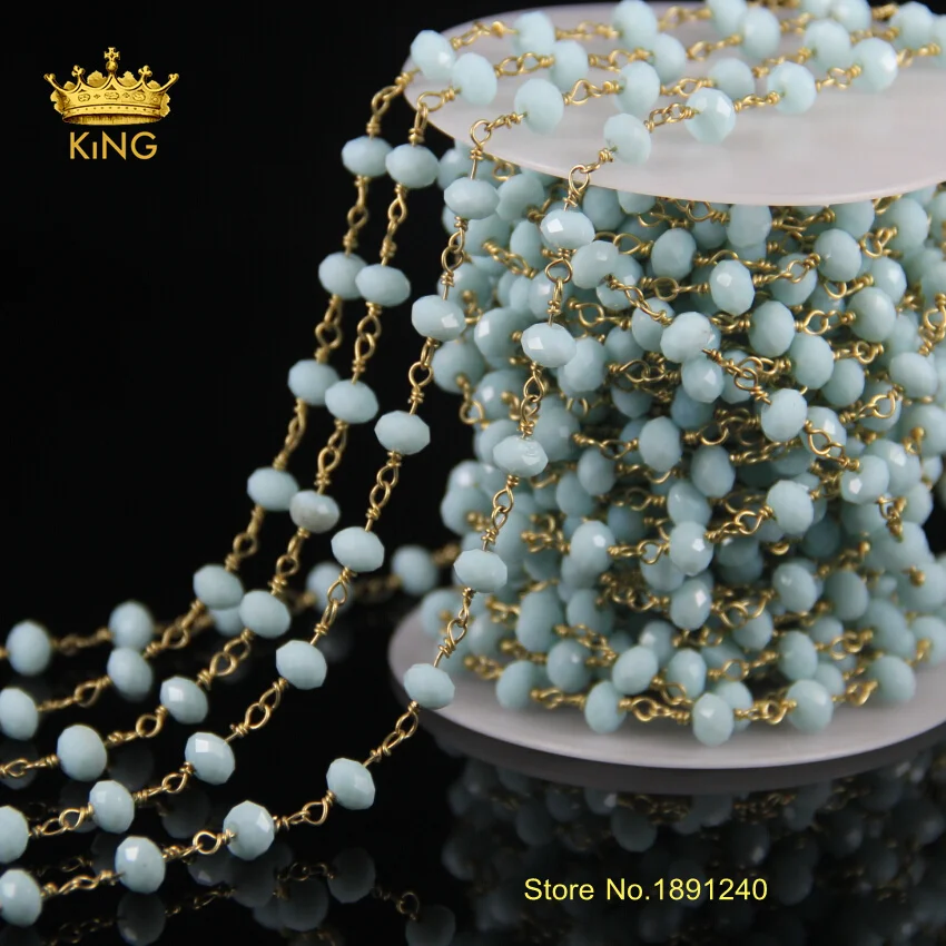 5 метров граненый Rondelle форма Абака стеклянная цепочка с бусинами из драгоценных