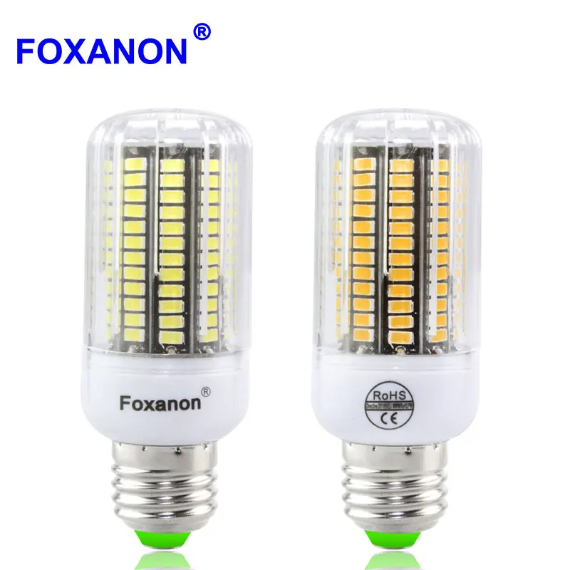 

Foxanon E27 Led lamp 30 - 165 leds Light 220V 110V 5733 SMD Chip Corn Bulb Candle Chandelier for Home Lighting Decoration