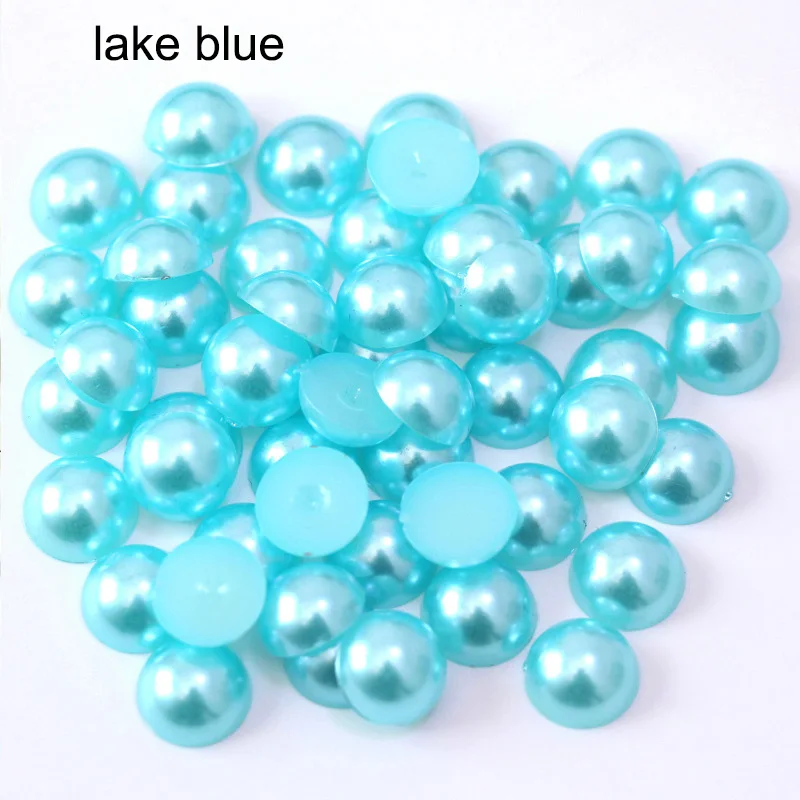 lake blue 2-14 мм полукруглые Акриловые Имитация плоские бусины жемчуга для рукоделия украшения ногтей украшения Аксессуары - Цвет: lake blue