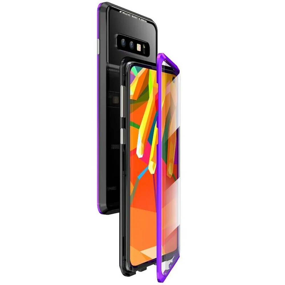Двухсторонняя для стекла чехол на магните samsung S10 5G S10E S9 S8 PLUS NOTE 9 8 металлический