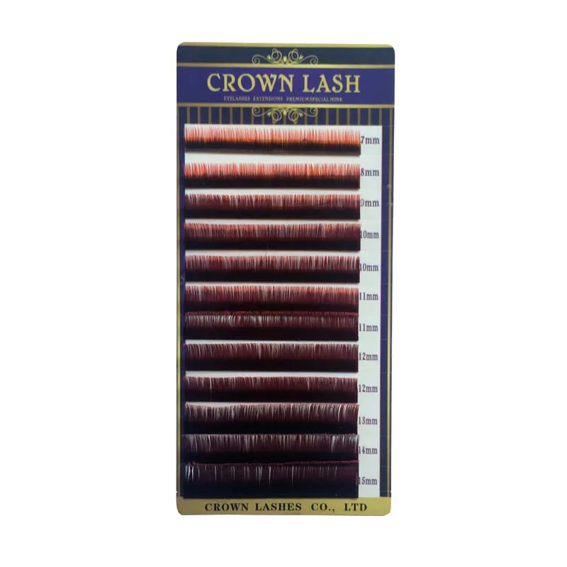 CrownLash Volum Lash удлинитель C-0.10, C-0.15 7-15 мм двойной цвет Омбре красный