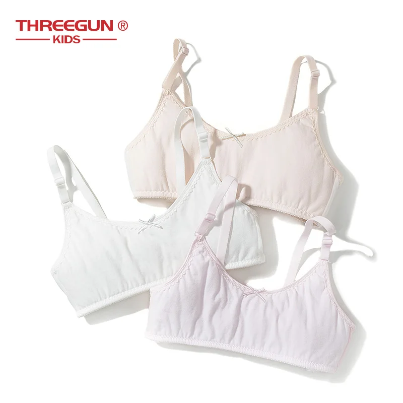 THREEGUN/спортивный бюстгальтер для девочек нижнее белье из хлопка; удобный бюстгальтер для подростков; Детские бюстгальтеры для девочек; нижнее белье; A70-A85