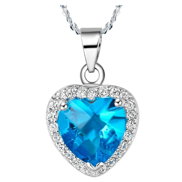 Кулон ожерелье серьги кольцо сердце океана микро 925 пробы на заказ стерлингового