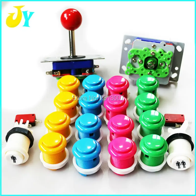 16 * встроенных кнопок micro switch + 2 joypy Happ 1P P пусковая кнопка для игроков комплект Arcade