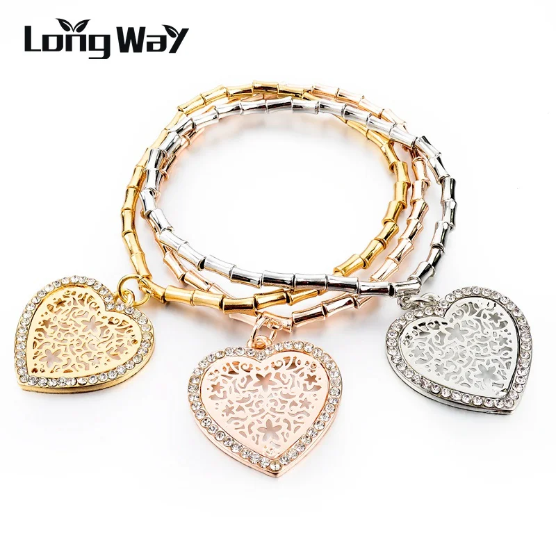 LongWay, 3 шт./лот, Золотая цепочка, Кристальные браслеты и браслеты, ЭТНИЧЕСКАЯ подвеска "Древо жизни", браслет с подвесками, SBR160105 - Окраска металла: SBR140630GD