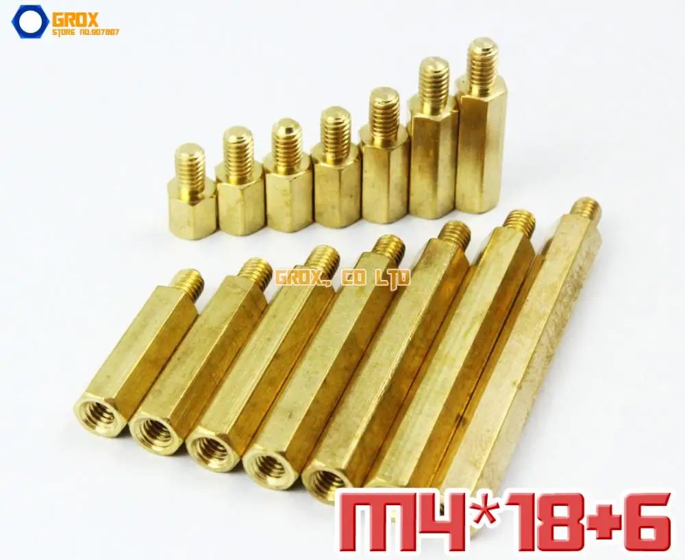 50 шт. латунь M4 x 18+ 6 мм PCB Женский на обоих концах для подключения внешних устройств к материнской плате Шестигранная стойка Spacer