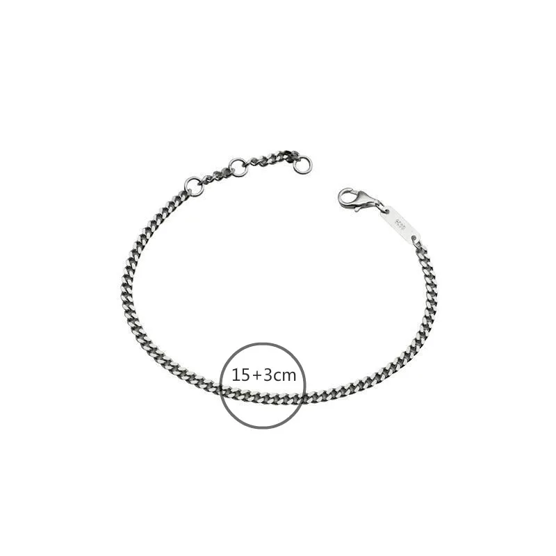 

Simple Sideways Flatten Chains Real 925 Sterling Silver Bracelets For Women Fashion Fine Jewelry Bracelets & Bangles Flyleaf