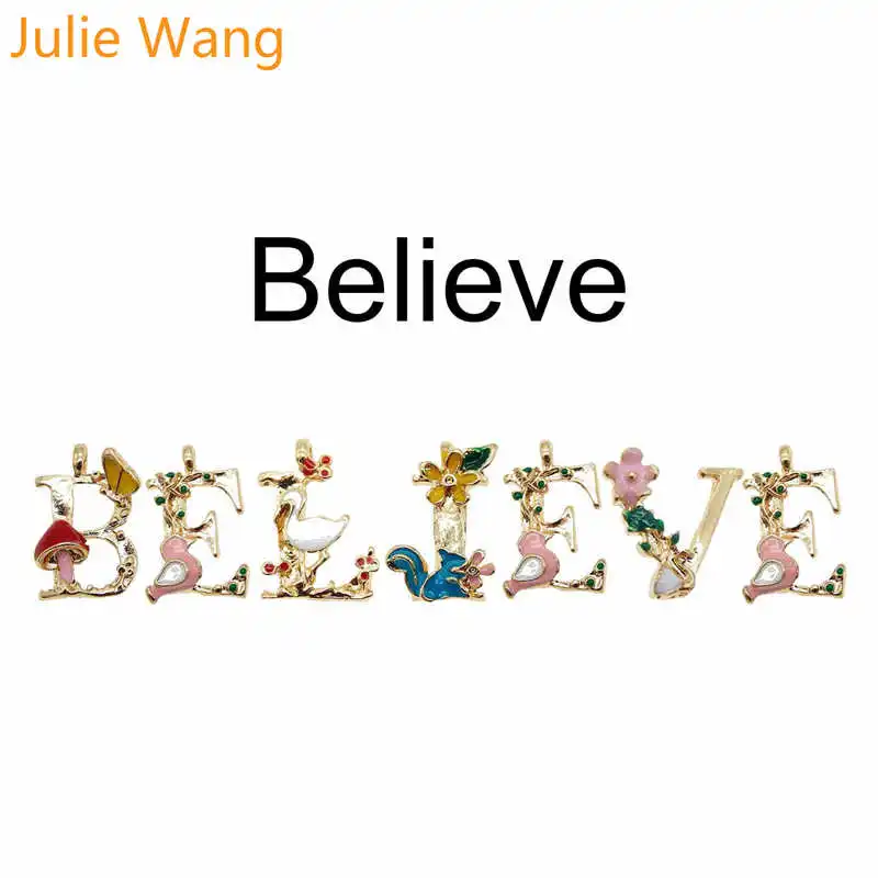Julie Wang 6 шт. золотистые тона с 26 буквами эмаль красочные афабеты ожерелье подвеска